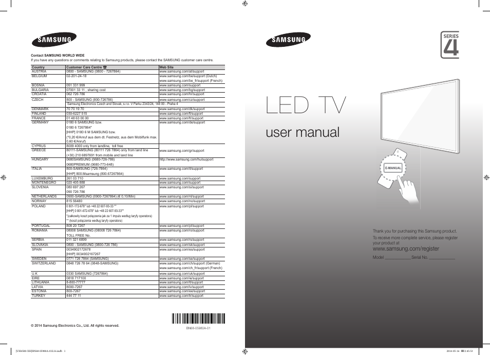 Samsung UE32H4510AW User Manual | 289 pages