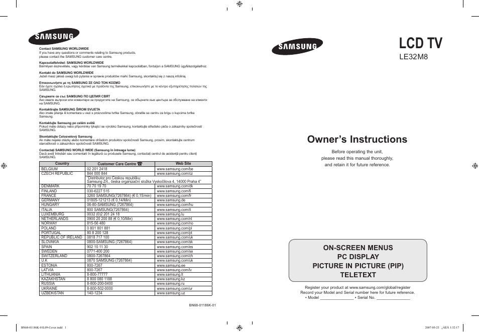 Samsung LE32M87BD User Manual | 543 pages