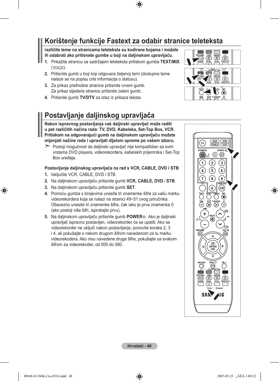 Postavljanje daljinskog upravljača | Samsung LE32M87BD User Manual | Page 350 / 543