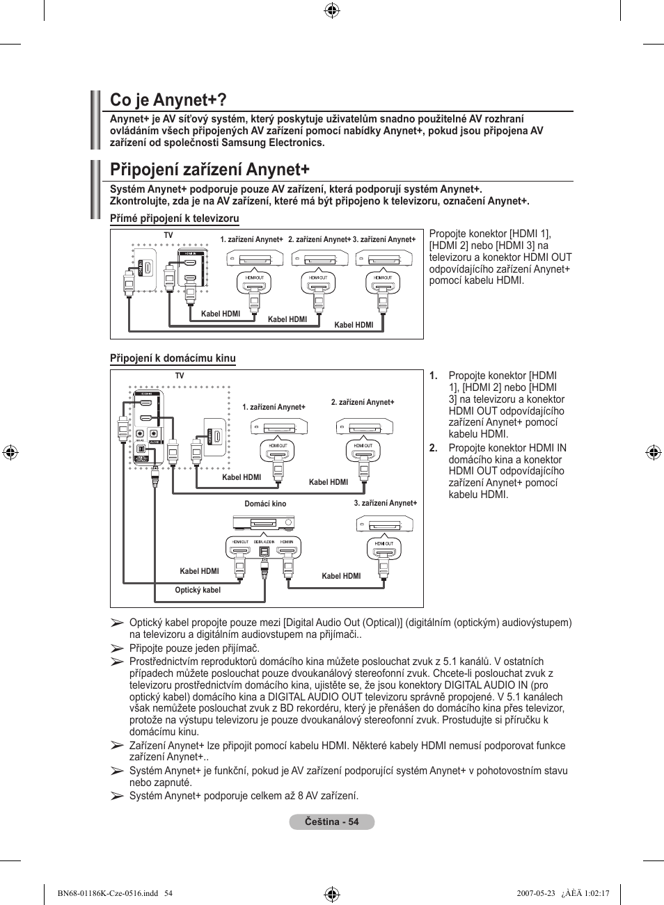 Připojení zařízení anynet, Co je anynet | Samsung LE32M87BD User Manual | Page 416 / 543