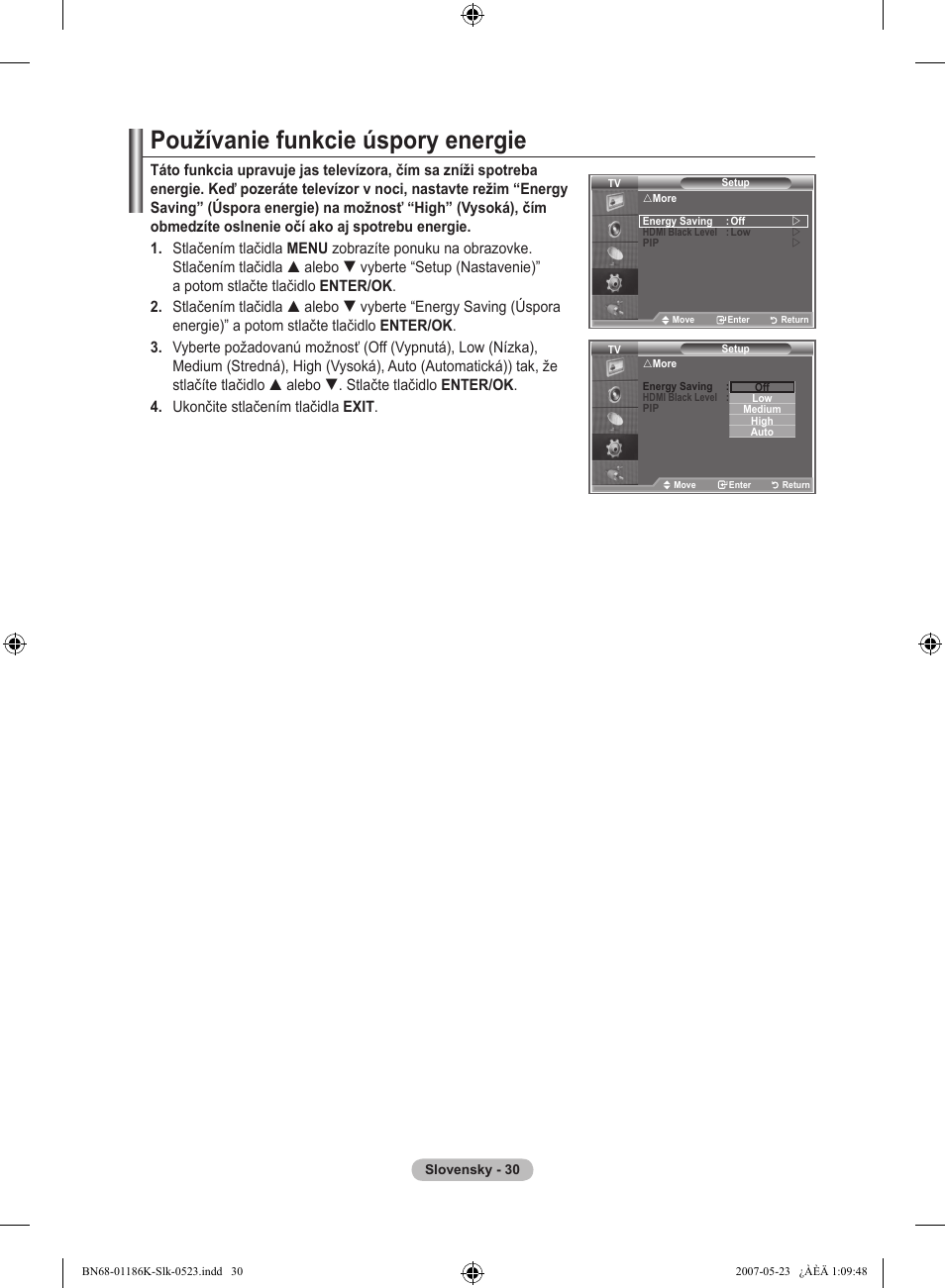 Používanie funkcie úspory energie | Samsung LE32M87BD User Manual | Page 452 / 543