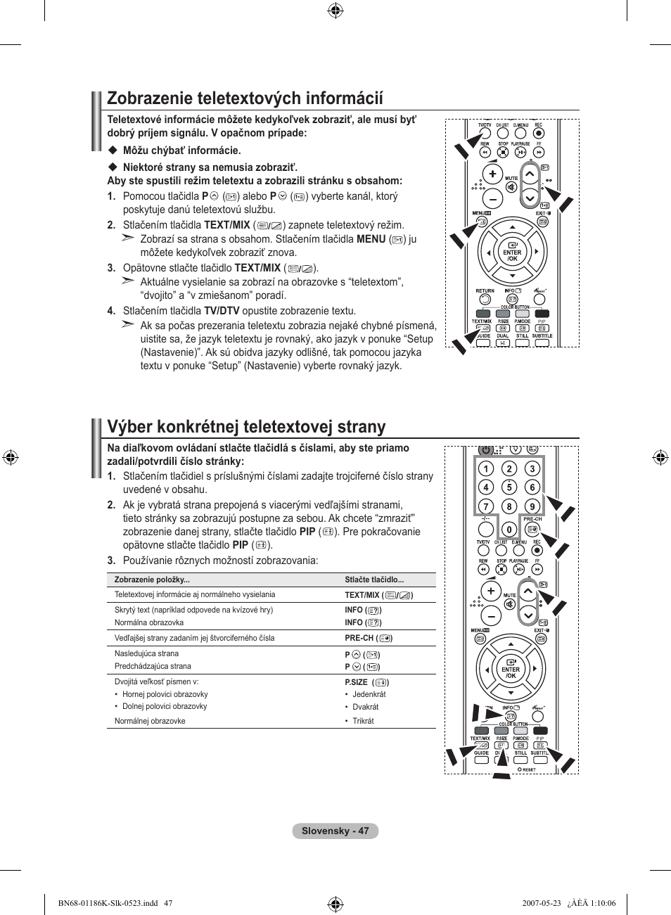 Zobrazenie teletextových informácií, Výber konkrétnej teletextovej strany | Samsung LE32M87BD User Manual | Page 469 / 543