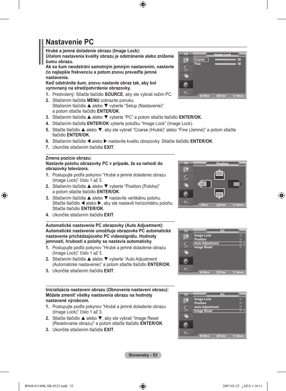 Nastavenie pc | Samsung LE32M87BD User Manual | Page 475 / 543