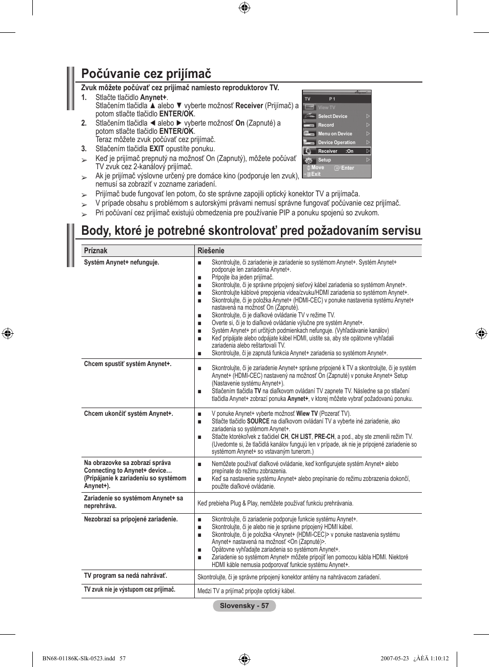 Počúvanie cez prijímač | Samsung LE32M87BD User Manual | Page 479 / 543