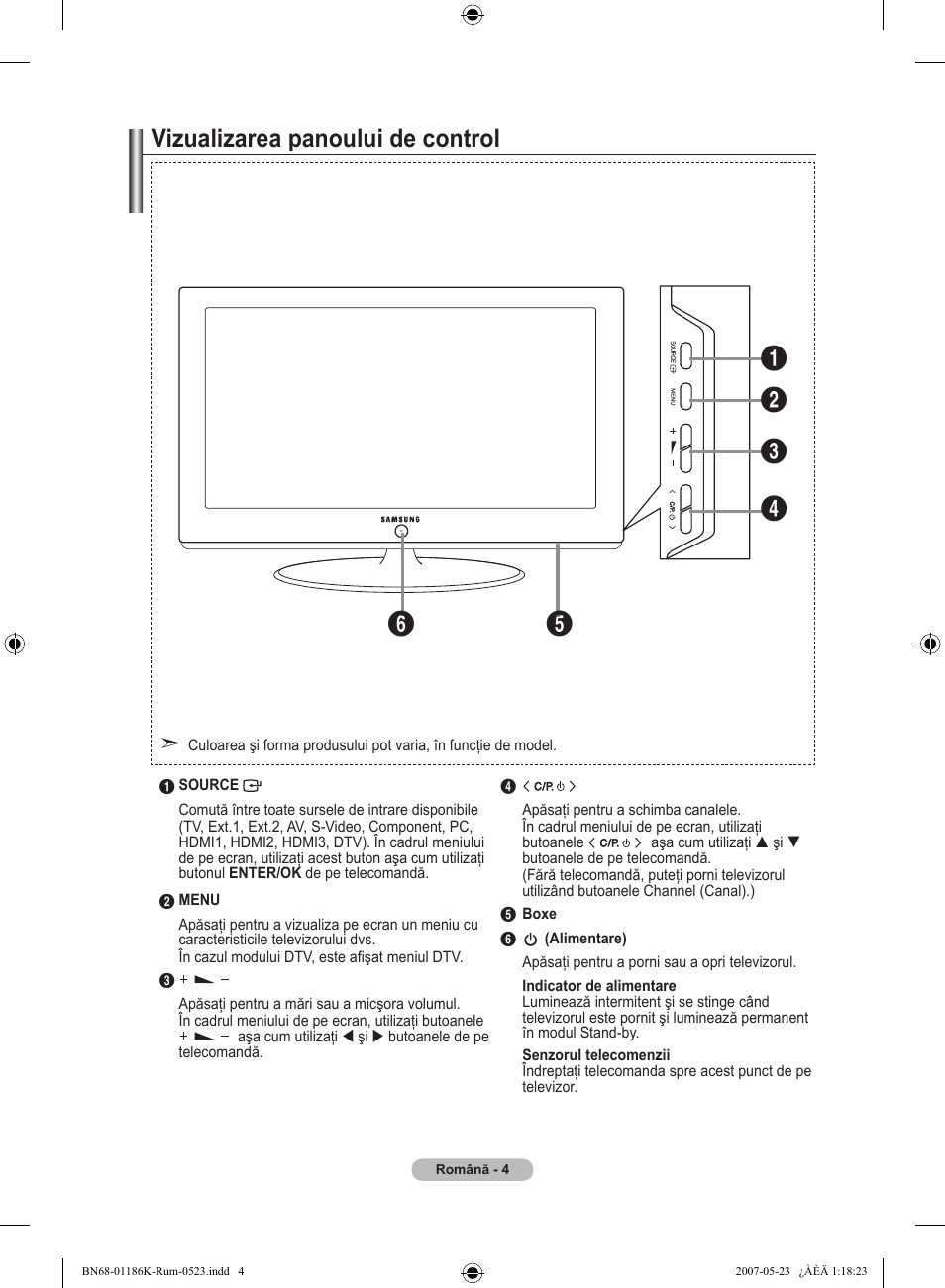 Vizualizarea panoului de control | Samsung LE32M87BD User Manual | Page 486 / 543