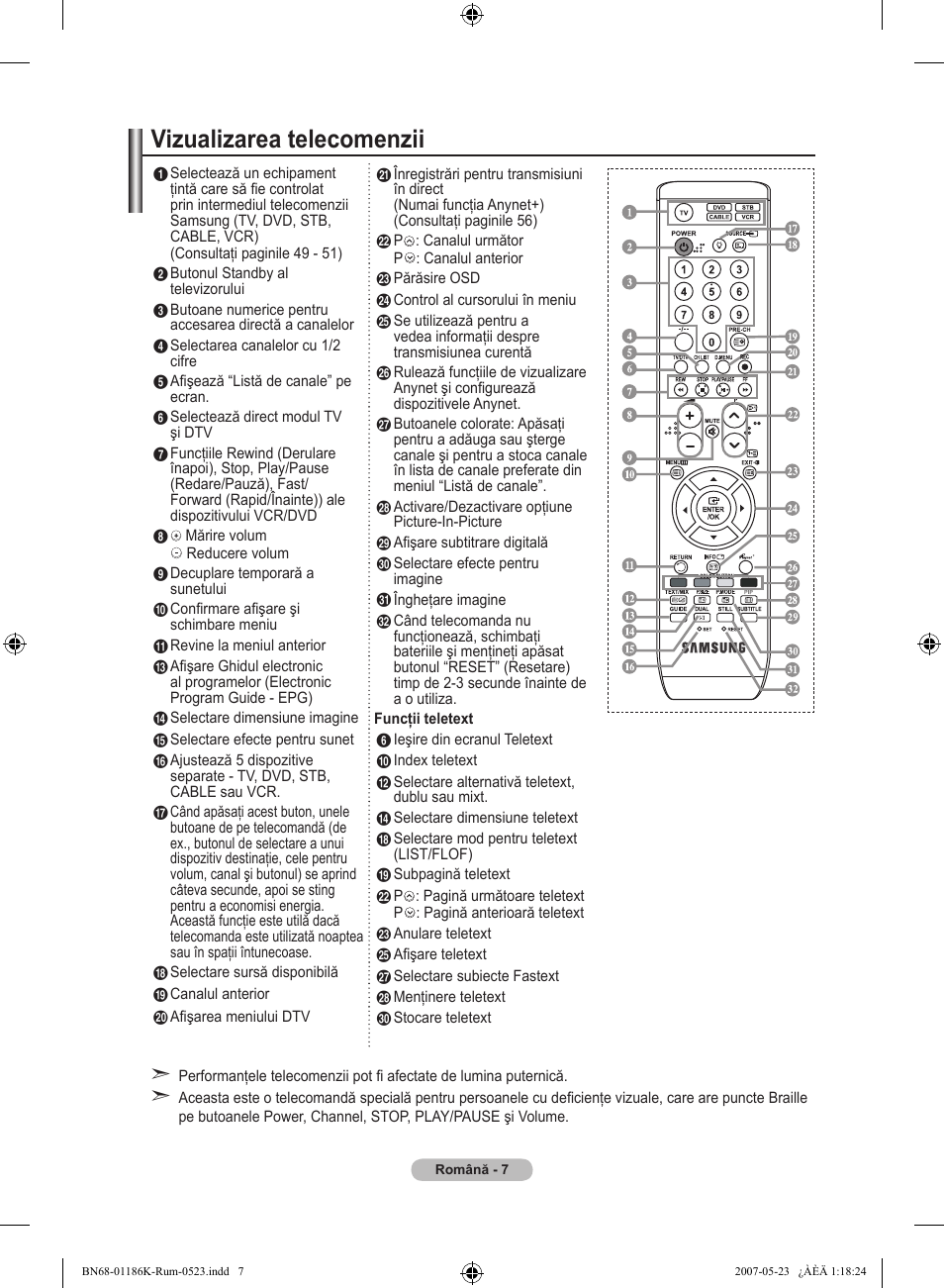 Vizualizarea telecomenzii | Samsung LE32M87BD User Manual | Page 489 / 543