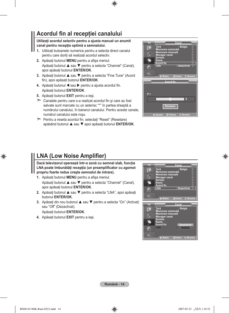 Acordul fin al recepţiei canalului, Lna (low noise amplifier) | Samsung LE32M87BD User Manual | Page 496 / 543