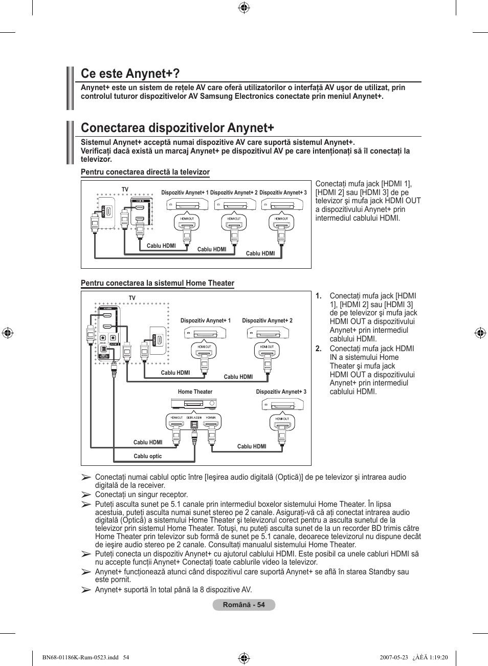 Conectarea dispozitivelor anynet, Ce este anynet | Samsung LE32M87BD User Manual | Page 536 / 543