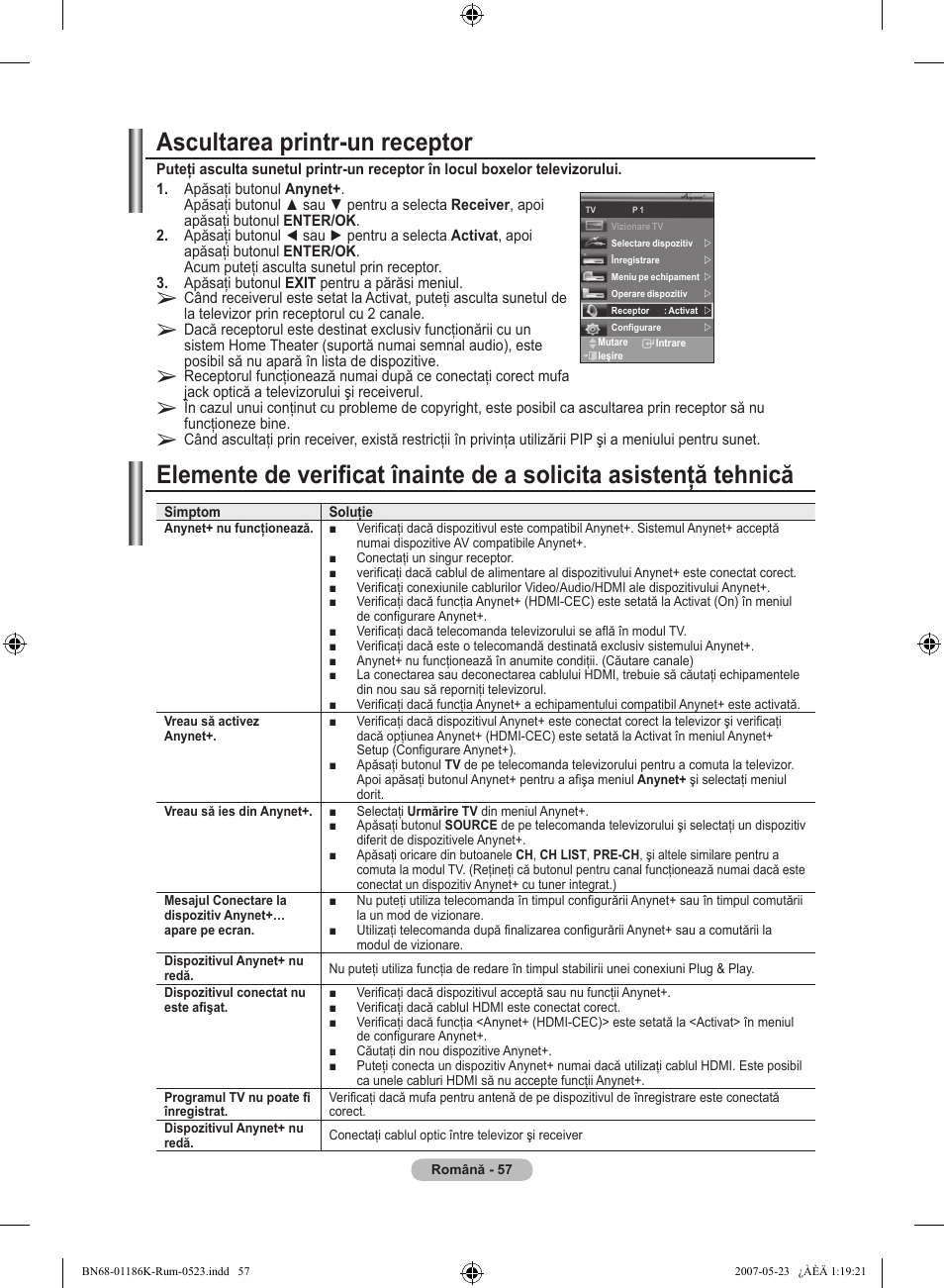 Ascultarea printr-un receptor | Samsung LE32M87BD User Manual | Page 539 / 543