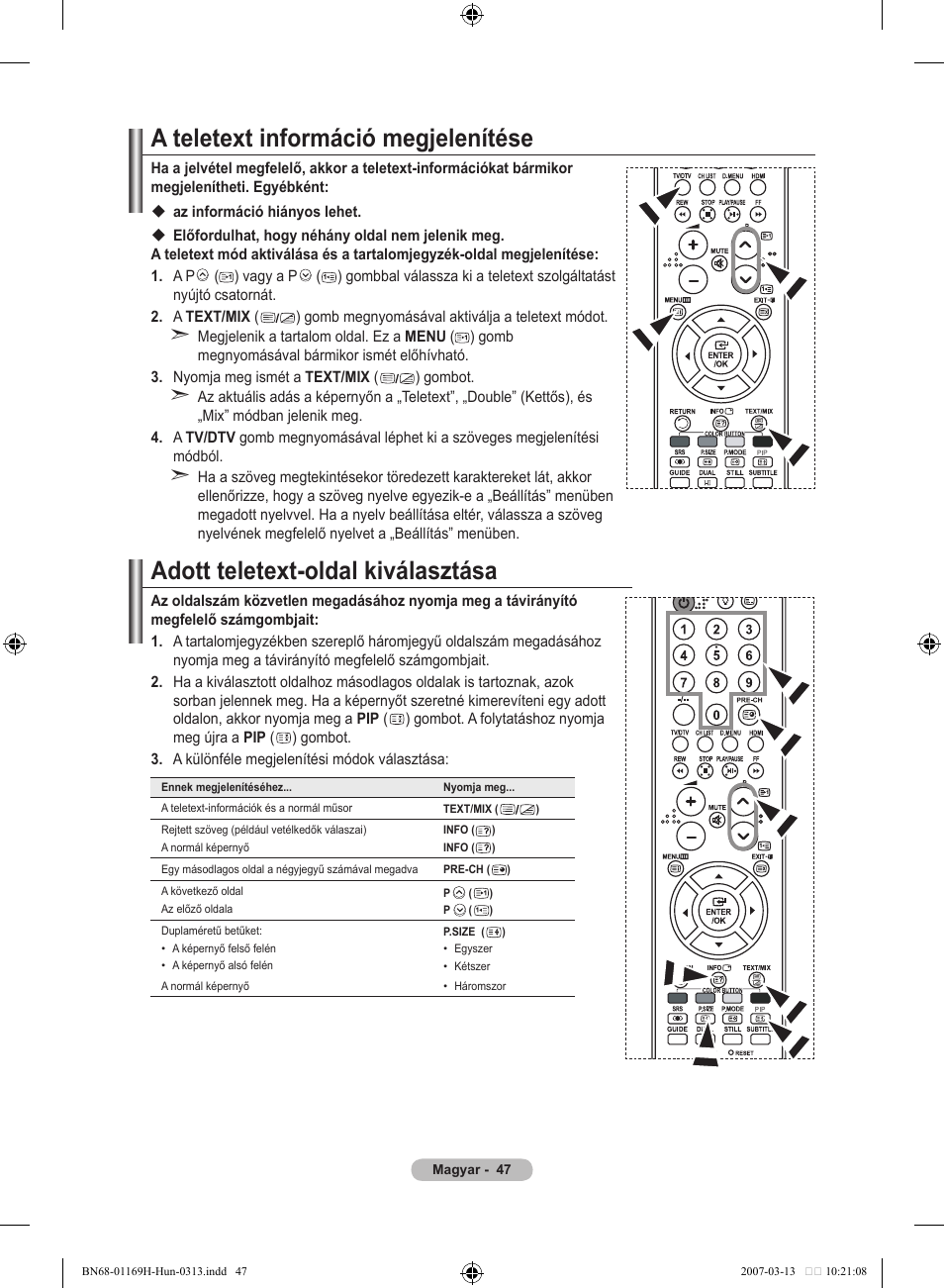 A teletext információ megjelenítése, Adott teletext-oldal kiválasztása | Samsung LE26R87BD User Manual | Page 106 / 507