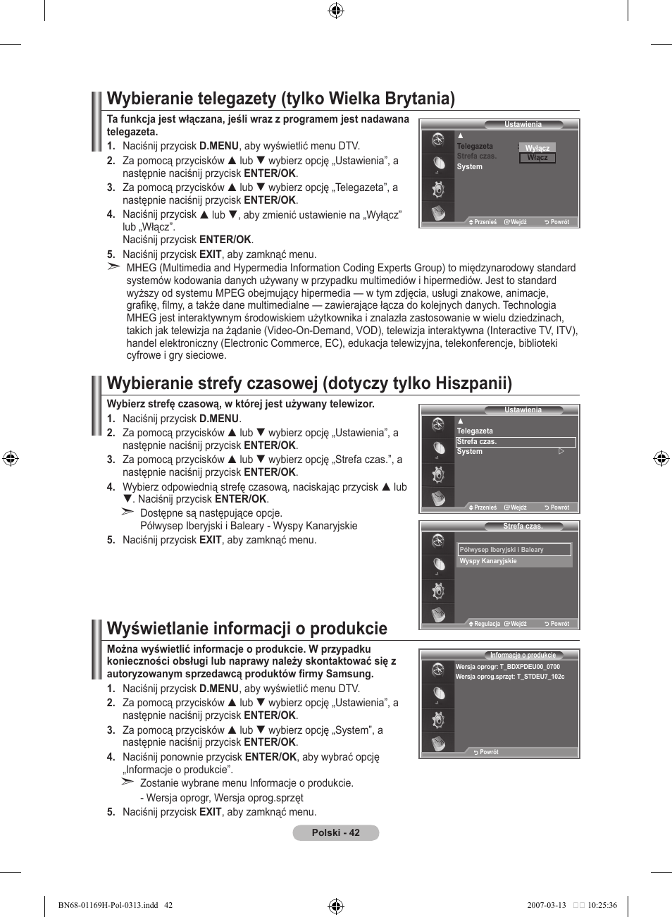 Wybieranie telegazety (tylko wielka brytania), Wyświetlanie informacji o produkcie | Samsung LE26R87BD User Manual | Page 157 / 507