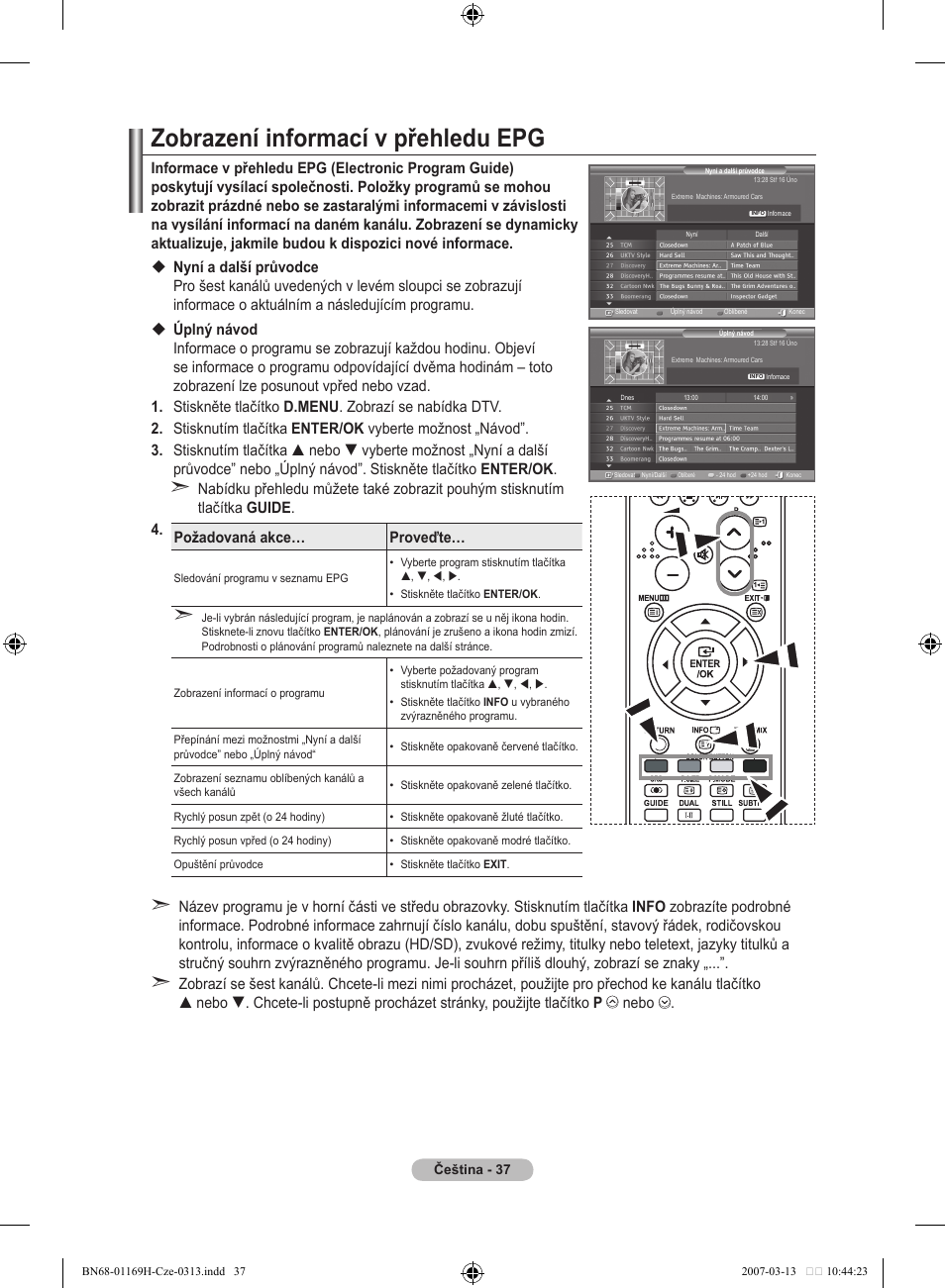 Zobrazení informací v přehledu epg | Samsung LE26R87BD User Manual | Page 376 / 507