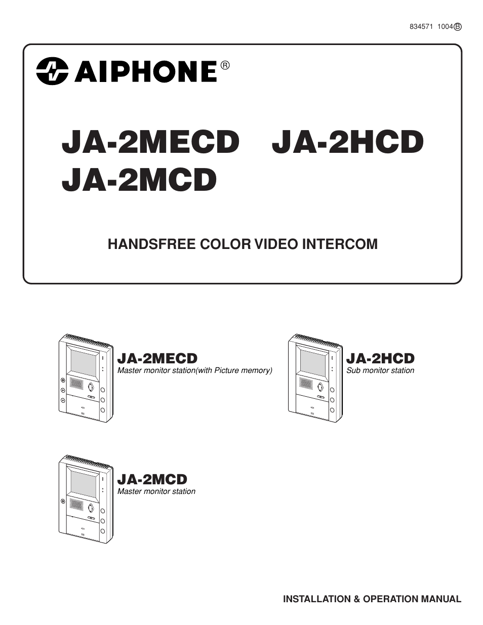 Aiphone Ja-2hcd User Manual | 12 pages