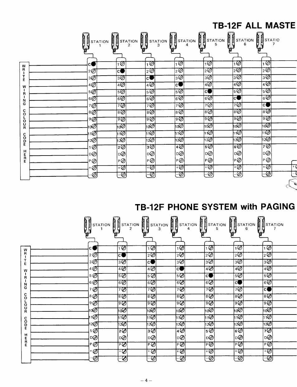 Tb-12f all maste tb-12f phone system with paging | Aiphone TB-3F User Manual | Page 4 / 8