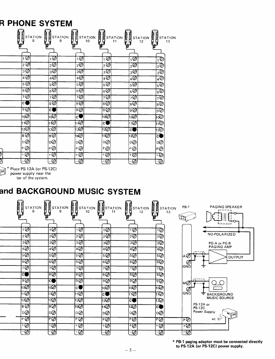 R phone system, And background music system | Aiphone TB-3F User Manual | Page 5 / 8
