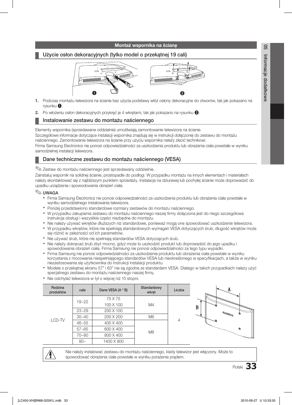 Samsung LE22C450E1W User Manual | Page 113 / 401