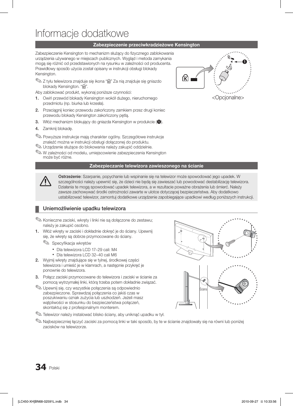 Informacje dodatkowe | Samsung LE22C450E1W User Manual | Page 114 / 401