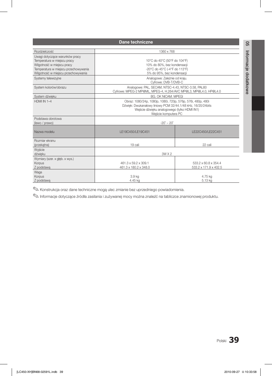 Samsung LE22C450E1W User Manual | Page 119 / 401