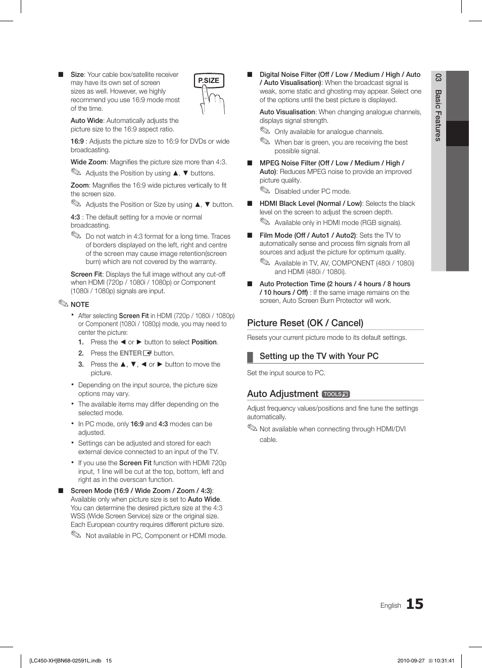 Samsung LE22C450E1W User Manual | Page 15 / 401