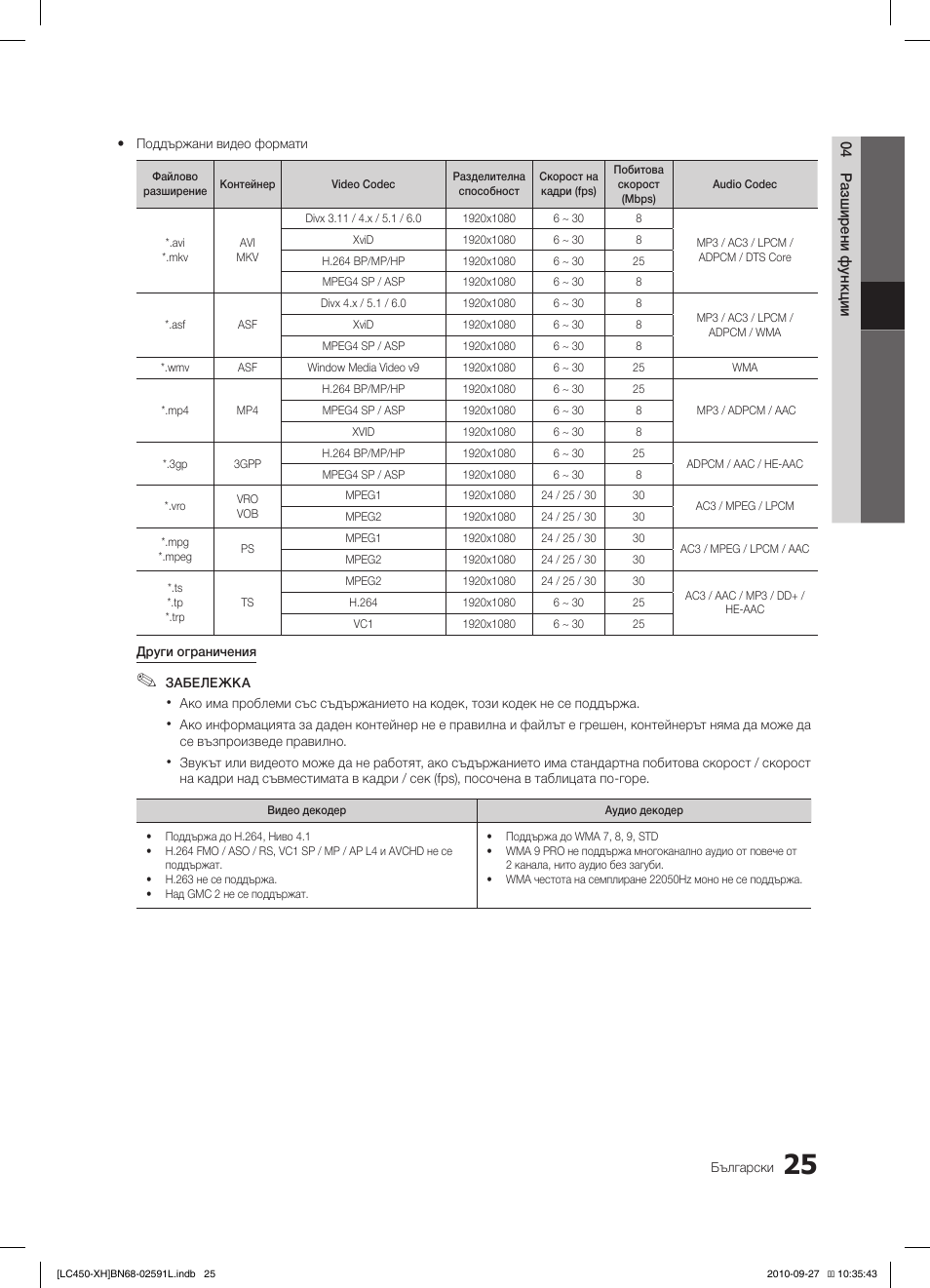 Samsung LE22C450E1W User Manual | Page 185 / 401