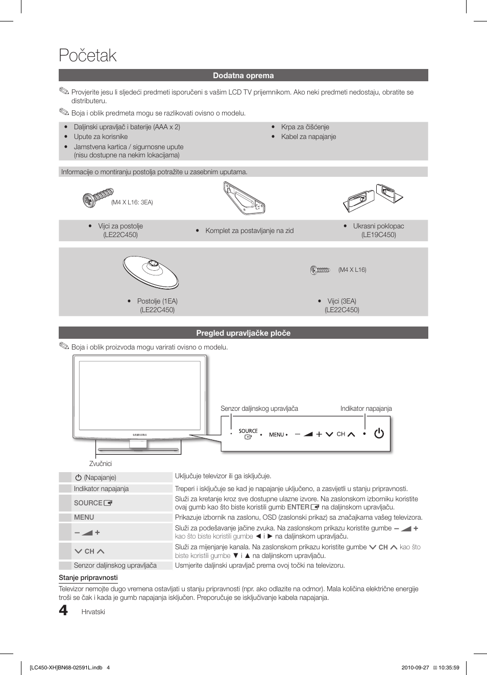 Početak | Samsung LE22C450E1W User Manual | Page 204 / 401