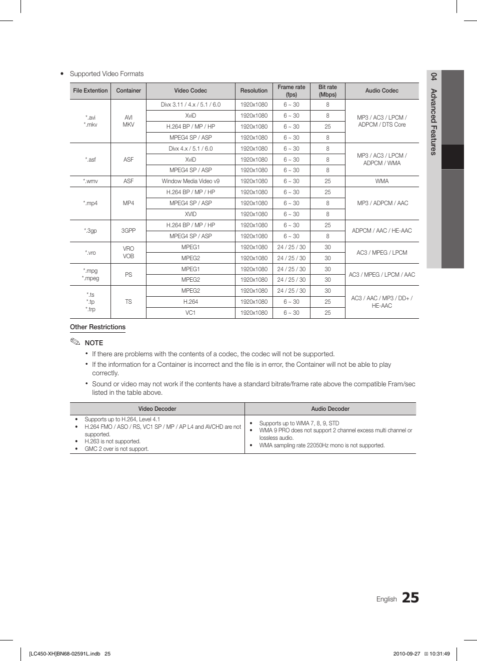 Samsung LE22C450E1W User Manual | Page 25 / 401