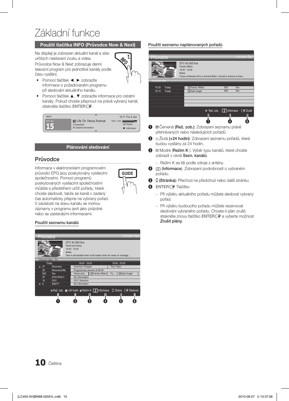 Základní funkce, Průvodce | Samsung LE22C450E1W User Manual | Page 250 / 401