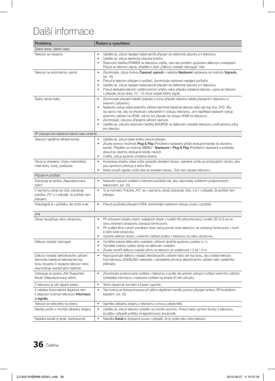 Další informace | Samsung LE22C450E1W User Manual | Page 276 / 401