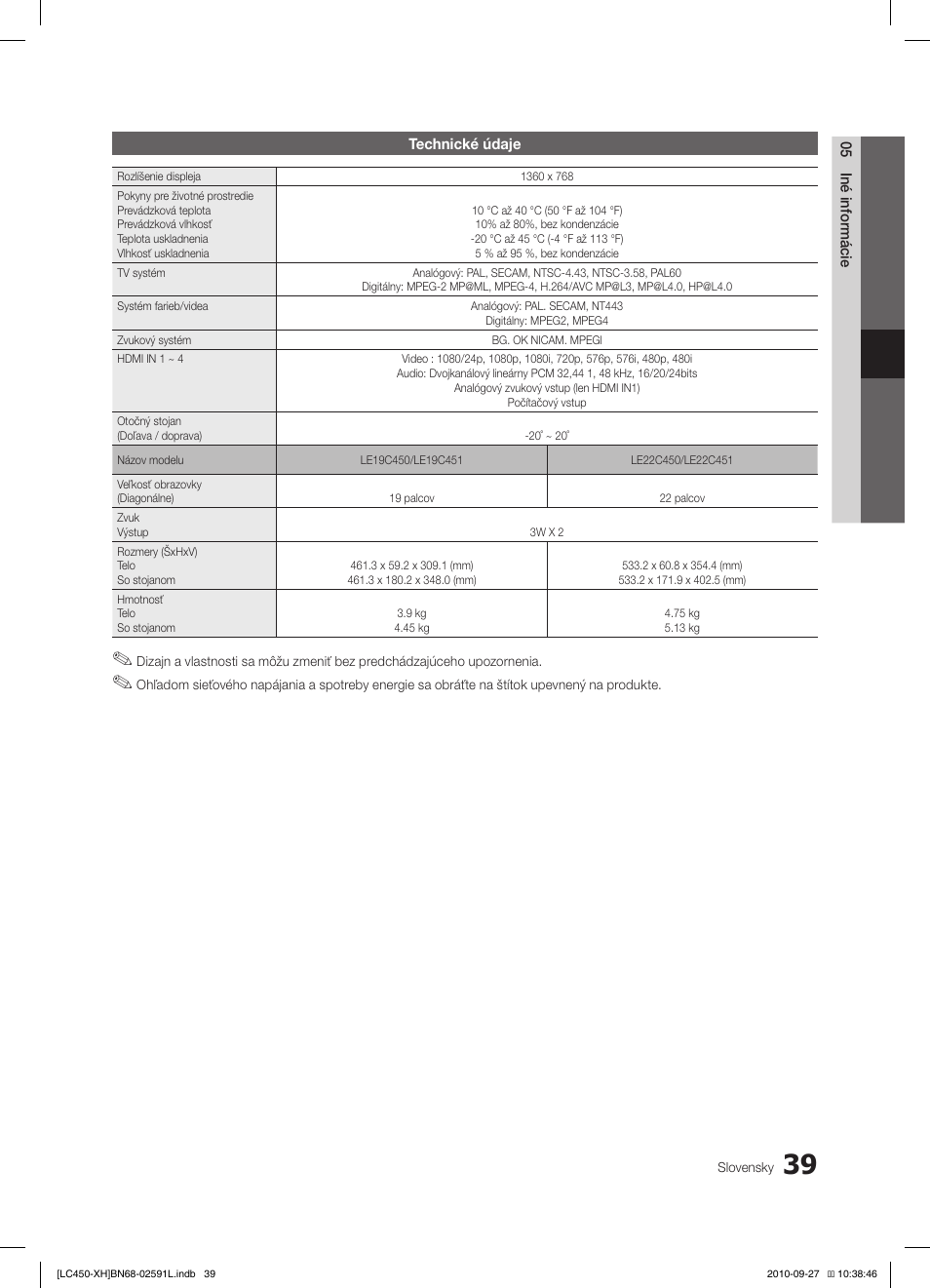 Samsung LE22C450E1W User Manual | Page 319 / 401