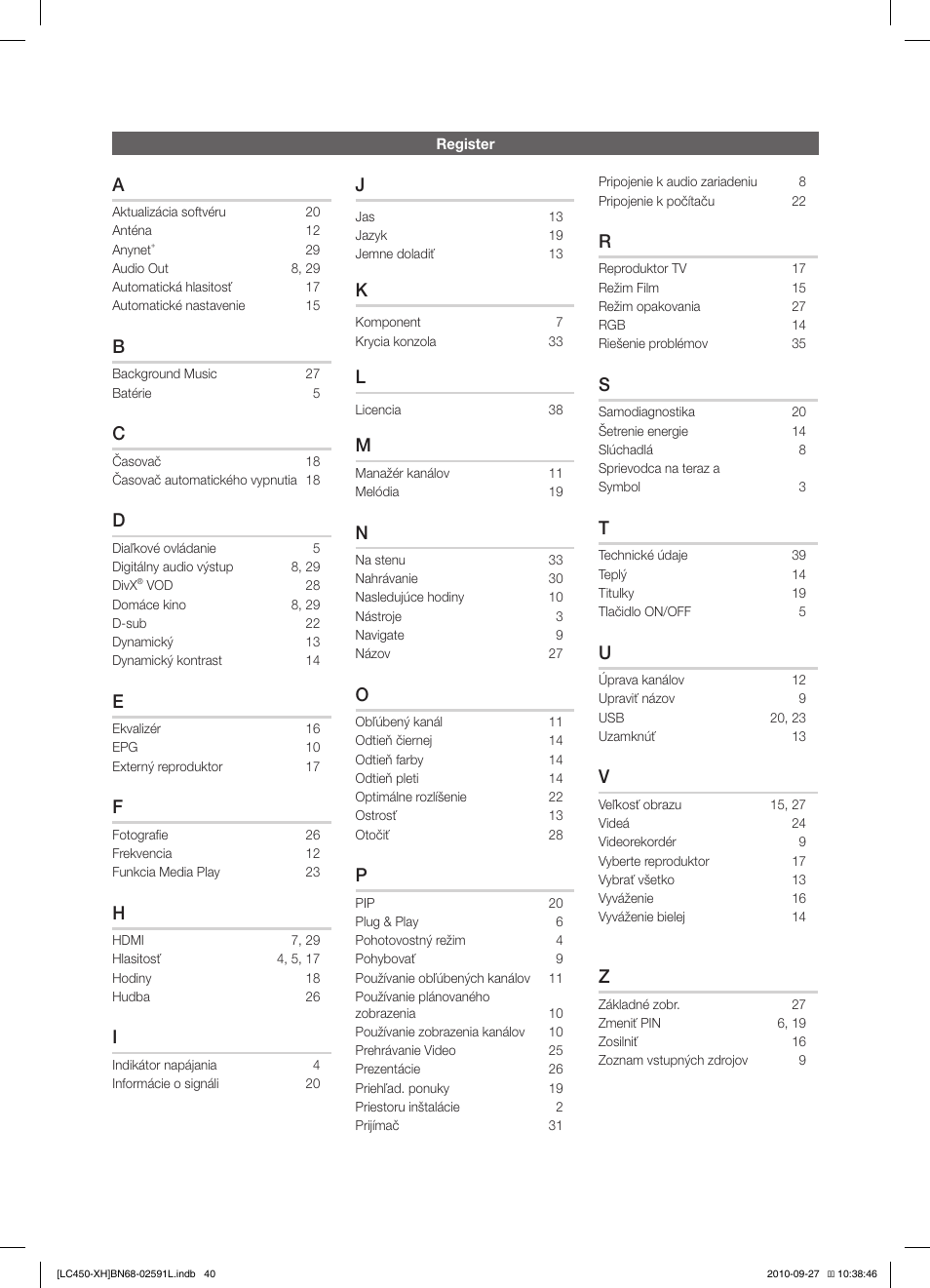 Samsung LE22C450E1W User Manual | Page 320 / 401