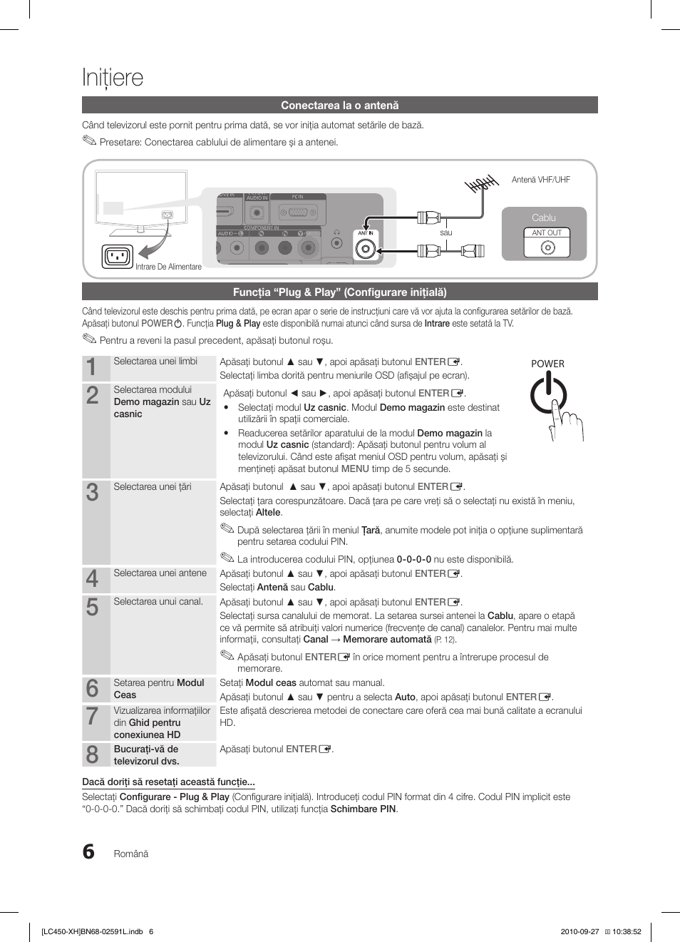 Iniţiere | Samsung LE22C450E1W User Manual | Page 326 / 401