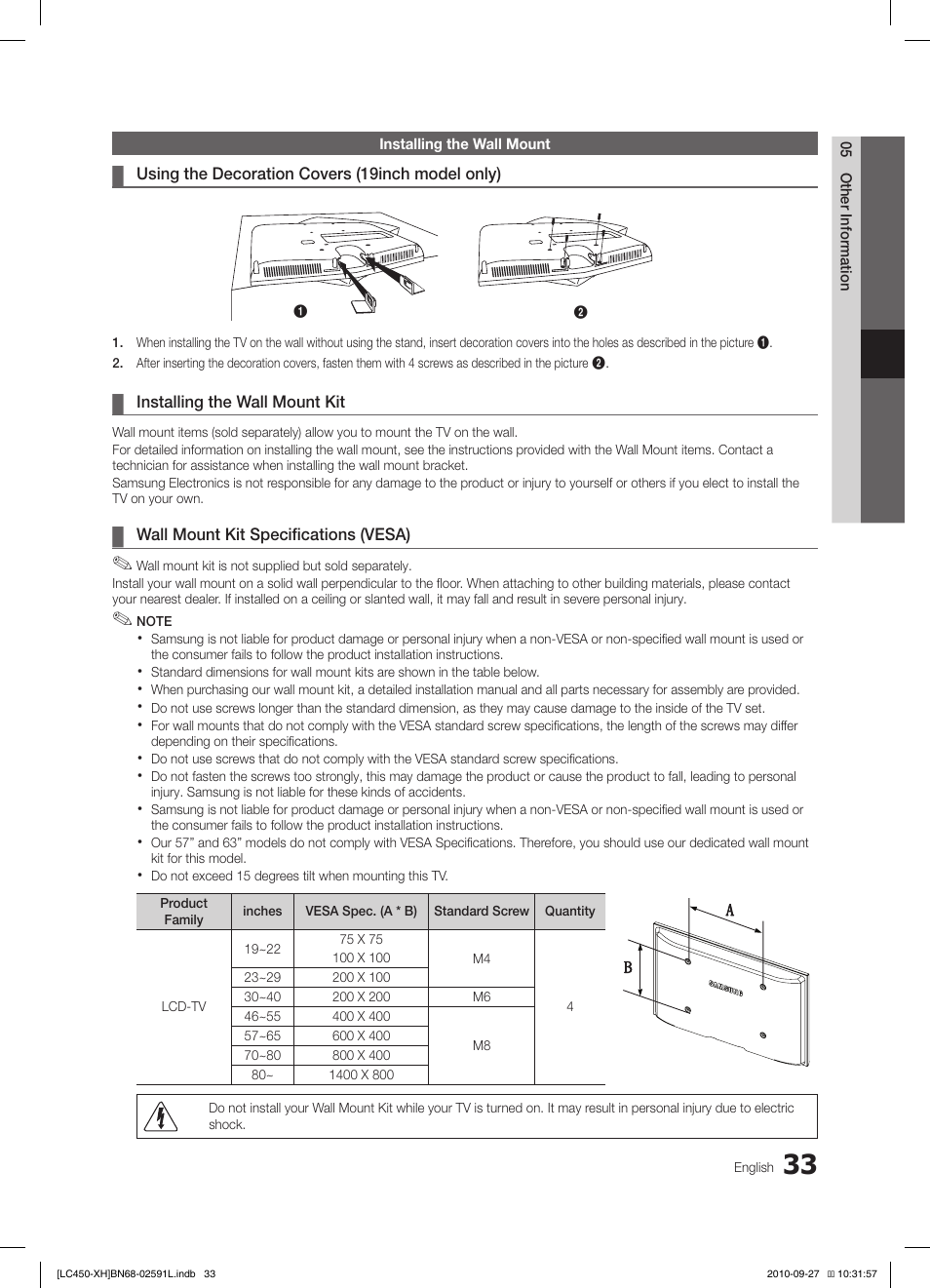 Samsung LE22C450E1W User Manual | Page 33 / 401