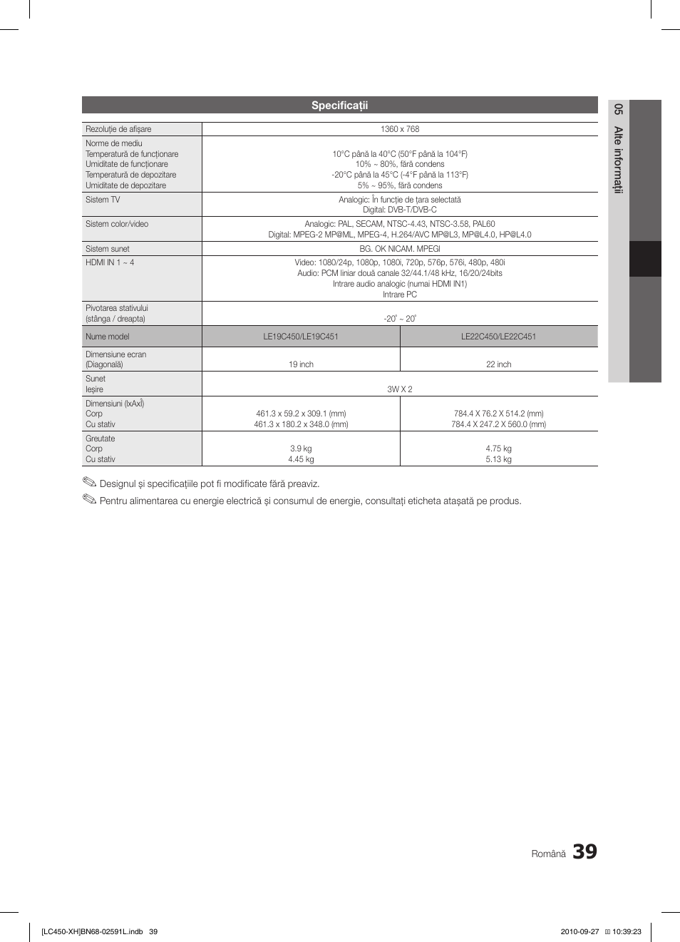 Samsung LE22C450E1W User Manual | Page 359 / 401