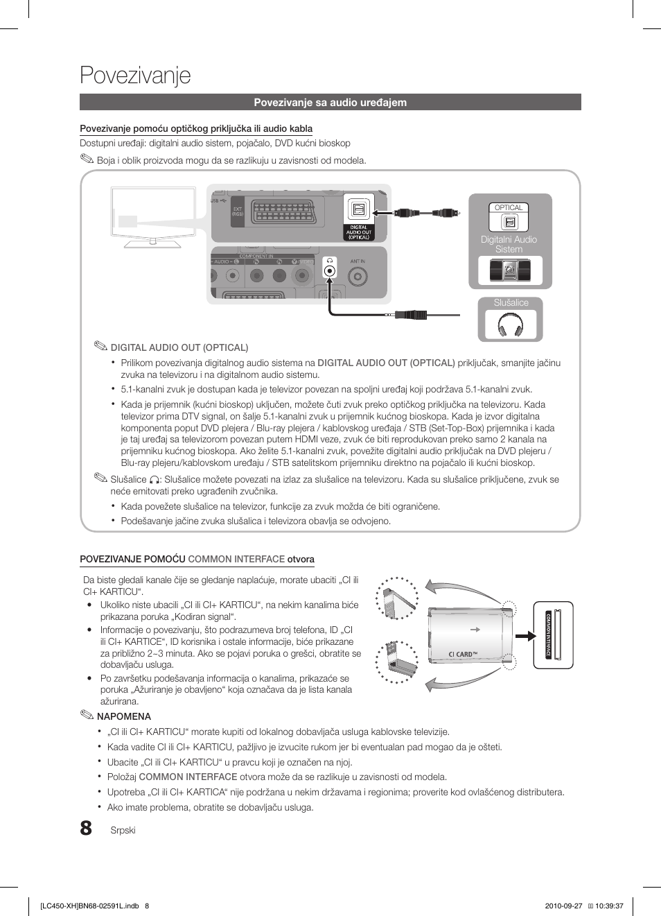 Povezivanje | Samsung LE22C450E1W User Manual | Page 368 / 401