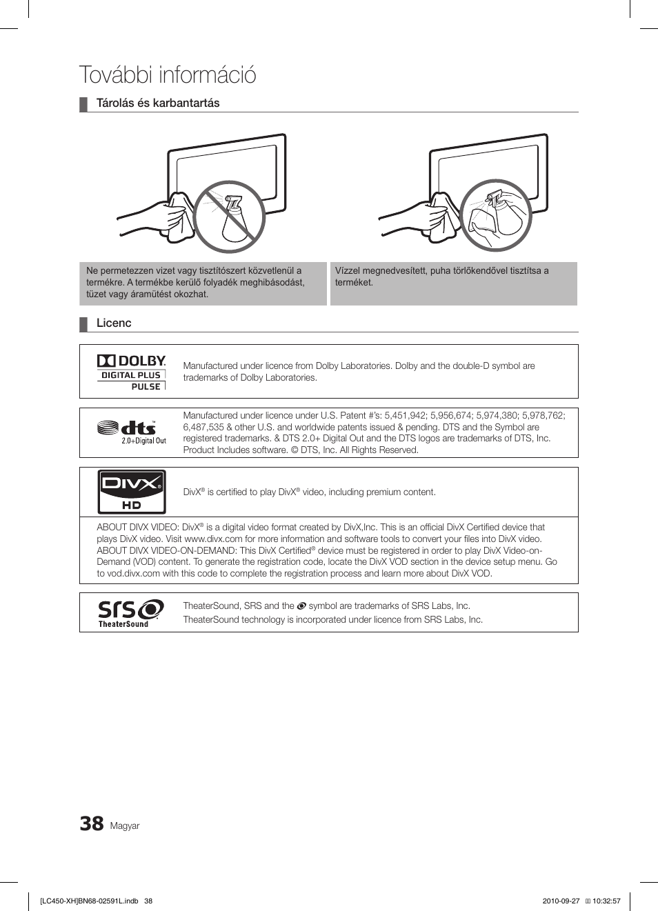 További információ | Samsung LE22C450E1W User Manual | Page 78 / 401