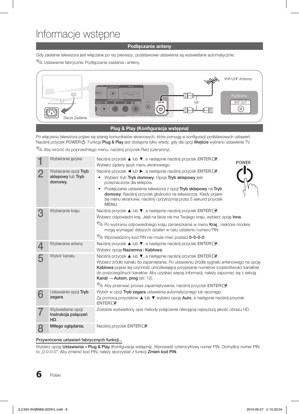Informacje wstępne | Samsung LE22C450E1W User Manual | Page 86 / 401