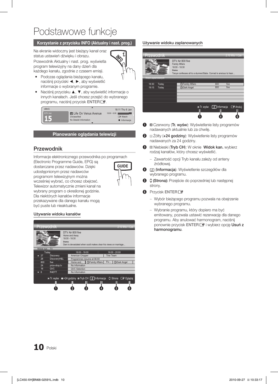 Podstawowe funkcje, Przewodnik | Samsung LE22C450E1W User Manual | Page 90 / 401