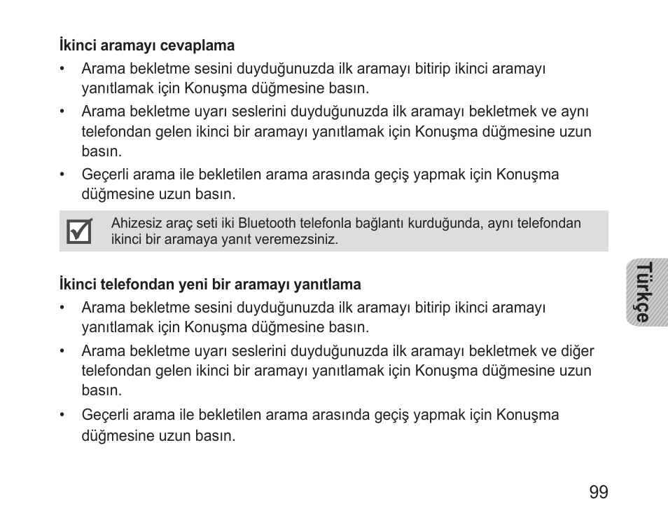 Türkçe | Samsung BHF1000 User Manual | Page 101 / 161