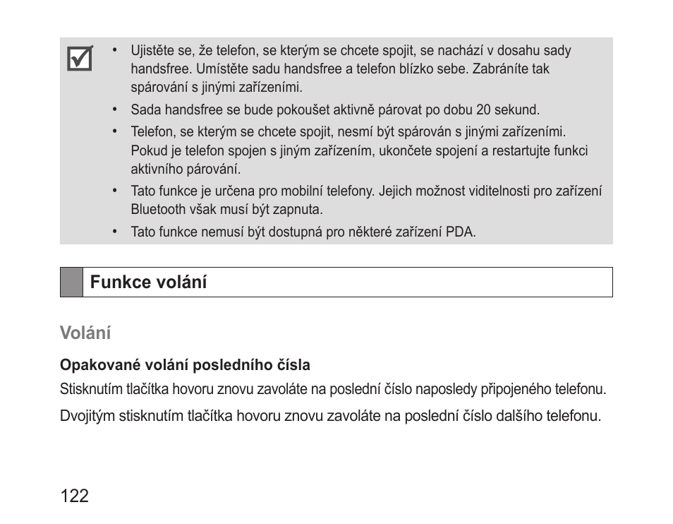 Funkce volání | Samsung BHF1000 User Manual | Page 124 / 161