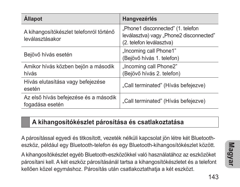 A kihangosítókészlet párosítása és csatlakoztatása, Magyar | Samsung BHF1000 User Manual | Page 145 / 161