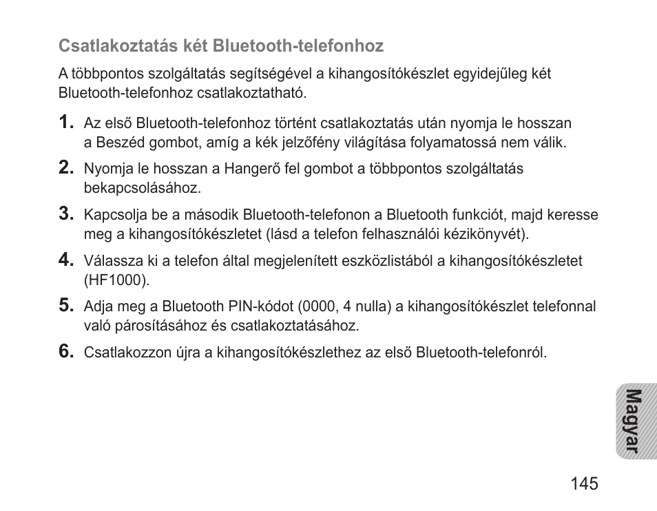 Magyar | Samsung BHF1000 User Manual | Page 147 / 161