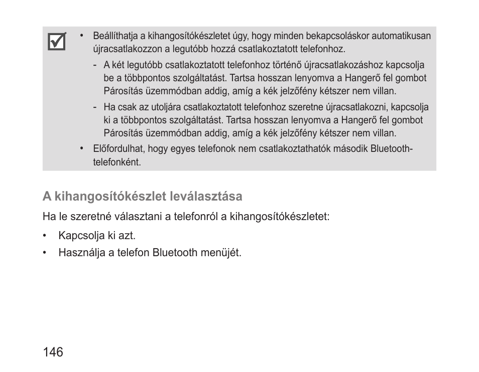 A kihangosítókészlet leválasztása | Samsung BHF1000 User Manual | Page 148 / 161