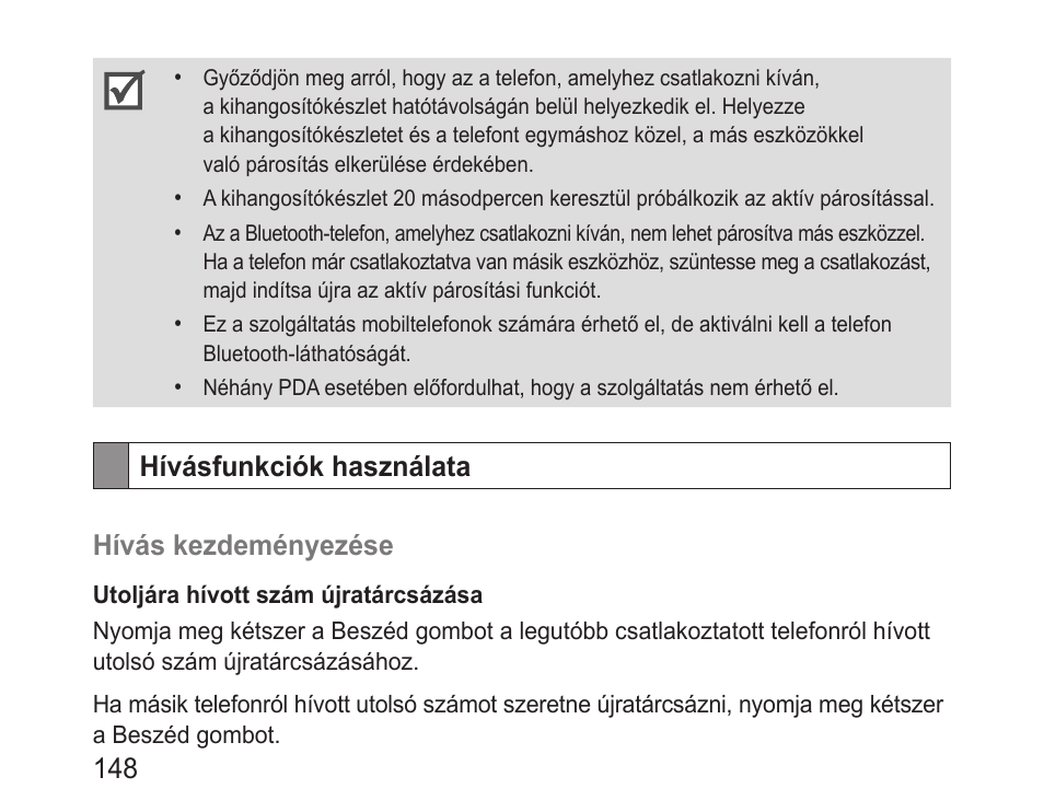 Hívásfunkciók használata | Samsung BHF1000 User Manual | Page 150 / 161