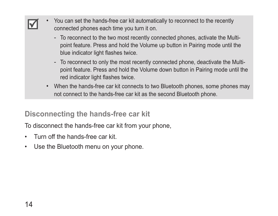 Disconnecting the hands-free car kit | Samsung BHF1000 User Manual | Page 16 / 161