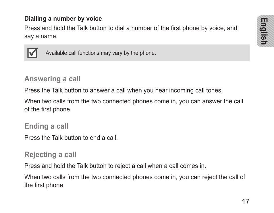 English | Samsung BHF1000 User Manual | Page 19 / 161