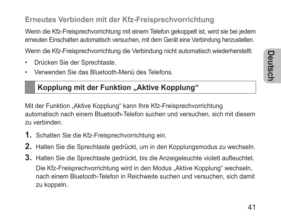 Kopplung mit der funktion „aktive kopplung, Deutsch | Samsung BHF1000 User Manual | Page 43 / 161