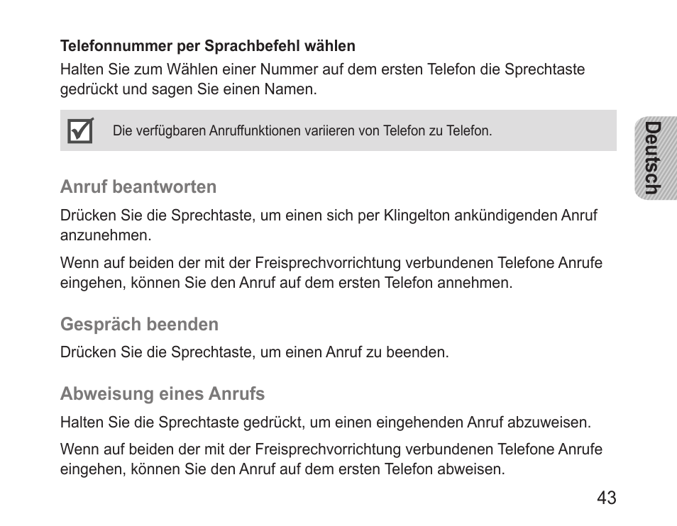 Deutsch | Samsung BHF1000 User Manual | Page 45 / 161