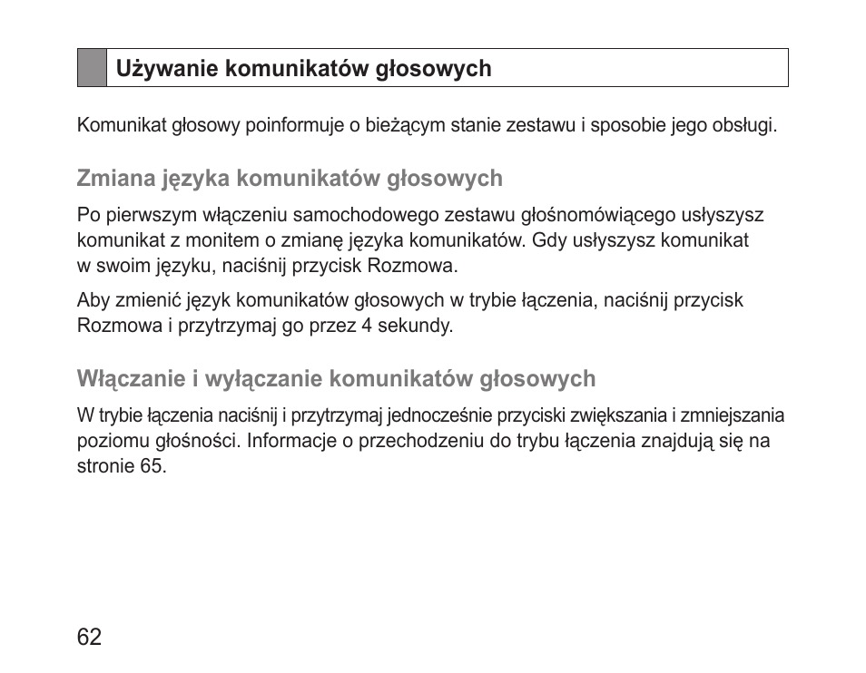 Używanie komunikatów głosowych | Samsung BHF1000 User Manual | Page 64 / 161