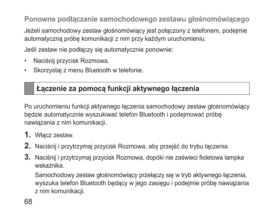Łączenie za pomocą funkcji aktywnego łączenia | Samsung BHF1000 User Manual | Page 70 / 161