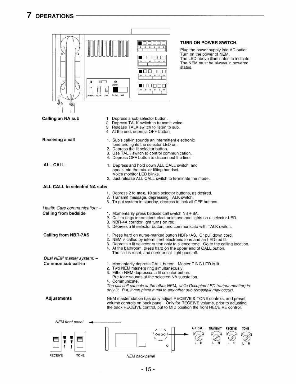 Operations | Aiphone NEM-30/C User Manual | Page 15 / 16